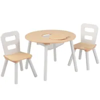 table avec rangement et 2 chaises beiges - reconditionné