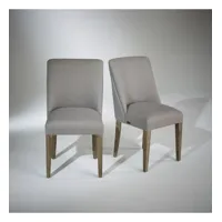 enzo - chaises style moderne en acacia massif et tissu gris, lot de 2
