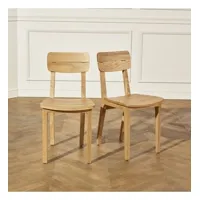 lucienne - chaises style moderne en bois massif, lot de 2