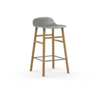 chaise de bar form avec structure en bois  - gris - chêne - 65 cm