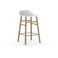 chaise de bar form avec structure en bois  - blanc - chêne - 65 cm