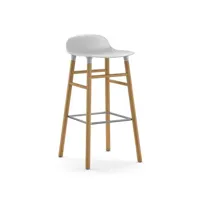 chaise de bar form avec structure en bois  - blanc - chêne - 75 cm