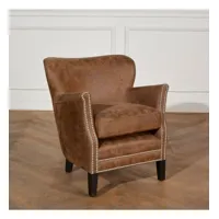 max arizona - fauteuil club style contemporain clouté en simili cuir,