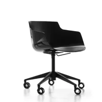 chaise rotative à accoudoirs flow slim piètement 5&nbsp;branches - noir/gris