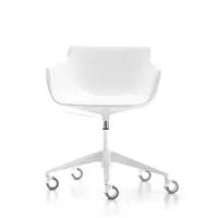 chaise rotative à accoudoirs flow slim piètement 5&nbsp;branches - blanc