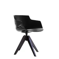 chaise rotative à accoudoirs flow slim vn piètement chêne - noir - chêne marron lasuré