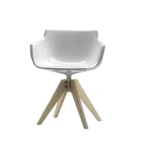 chaise rotative à accoudoirs flow slim vn piètement chêne - blanc - chêne blanchi