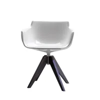 chaise rotative à accoudoirs flow slim vn piètement chêne - blanc - chêne marron lasuré