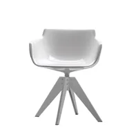 chaise rotative à accoudoirs flow slim vn piètement acier - blanc