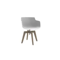 chaise rotative à accoudoirs flow slim piètement chêne - blanc - chêne naturel