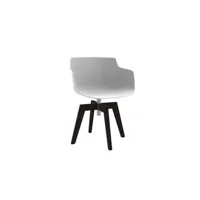 chaise rotative à accoudoirs flow slim piètement chêne - blanc - chêne marron lasuré