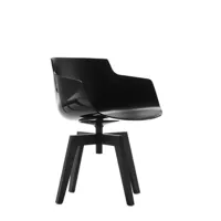 chaise rotative à accoudoirs flow slim piètement chêne - noir - chêne marron lasuré