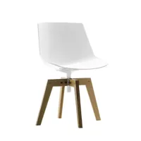 chaise rotative flow piètement chêne - blanc - chêne naturel