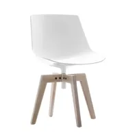 chaise rotative flow piètement chêne - blanc - chêne blanchi