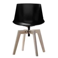 chaise rotative flow piètement chêne - noir - chêne blanchi