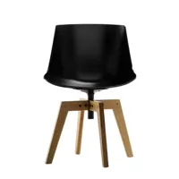 chaise rotative flow piètement chêne - noir - chêne naturel