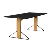 table salle à manger kaari petit modèle - hpl noir, brillance intense - bois naturel - grand