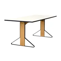 table salle à manger kaari petit modèle - hpl blanc, brillance intense - bois naturel - grand