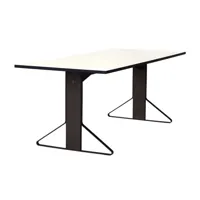 table salle à manger kaari petit modèle - hpl blanc, brillance intense - chêne noir - grand