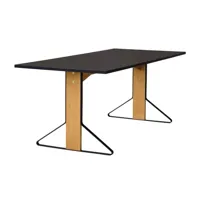 table salle à manger kaari petit modèle - linoléum noir - bois naturel - petit