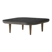 table basse fly - marbre nero marquina - smoked oiled oak - 80 x 80 cm