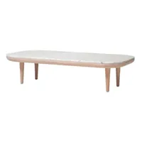 table basse fly - marbre blanc carrera - chêne blanc huilé - 120 x 60 cm