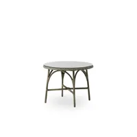 table basse ronde en aluminium et fibre synthétique taupe