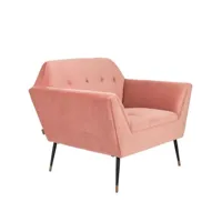 kate - fauteuil lounge velours - rose