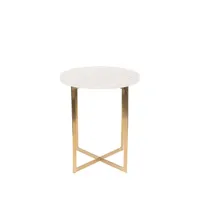 luigi - table d'appoint ronde en métal et terrazzo ø40cm - blanc