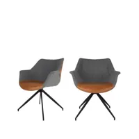 doulton - 2 fauteuils de table en tissu et simili - gris