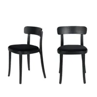 brandon - lot de 2 chaises en velours et bois