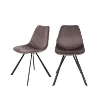 franky - 2 chaises en velours - gris