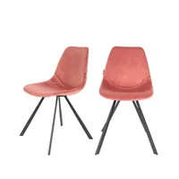 franky - 2 chaises en velours - rose