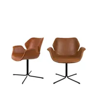 nikki - 2 fauteuils de table design - cognac