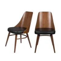 chaya - 2 chaises en bois et simili - bois foncé / noir