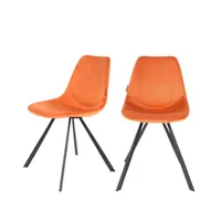 franky - 2 chaises en velours - orange