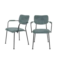 benson - 2 fauteuils de table en velours côtelé