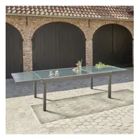 modulo  table de jardin en aluminium extensible gris 8/12 places