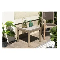 hans - table d'appoint de jardin carrée béton 53x53 cm et pieds en bois acacia