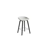 about a stool aas 33 - décapé noir - divina melange 120 - gris clair - repose-pied acier inoxydable - hauteur d'assise 65 cm