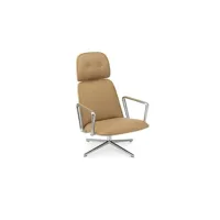 fauteuil lounge pivotant pad high - chêne/cuir ultra