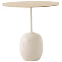 table d'appoint lato - ovale 40 x 50 cm - lacquered oak & crema diva marble