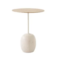 table d'appoint lato - ø40 cm - lacquered oak & crema diva marble