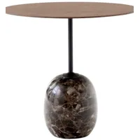 table d'appoint lato - ovale 40 x 50 cm - lacquered walnut & emparador marble