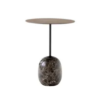 table d'appoint lato - ø40 cm - lacquered walnut & emparador marble