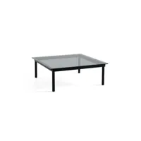 table basse kofi carrée - verre teinté gris - vernis noir à base d'eau - carré, 100 x 100 cm