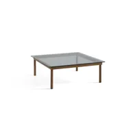 table basse kofi carrée - verre teinté gris - noyer verni (à base d'eau) - carré, 100 x 100 cm