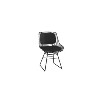chaise flow filo - nickel noir - avec coussins de siège/dossier en gris carbone