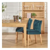 melania - chaises style moderne en bois massif et tissu velours, lot d