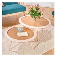 jacqueline - table basse ronde style scandinave en chêne, 80 cm